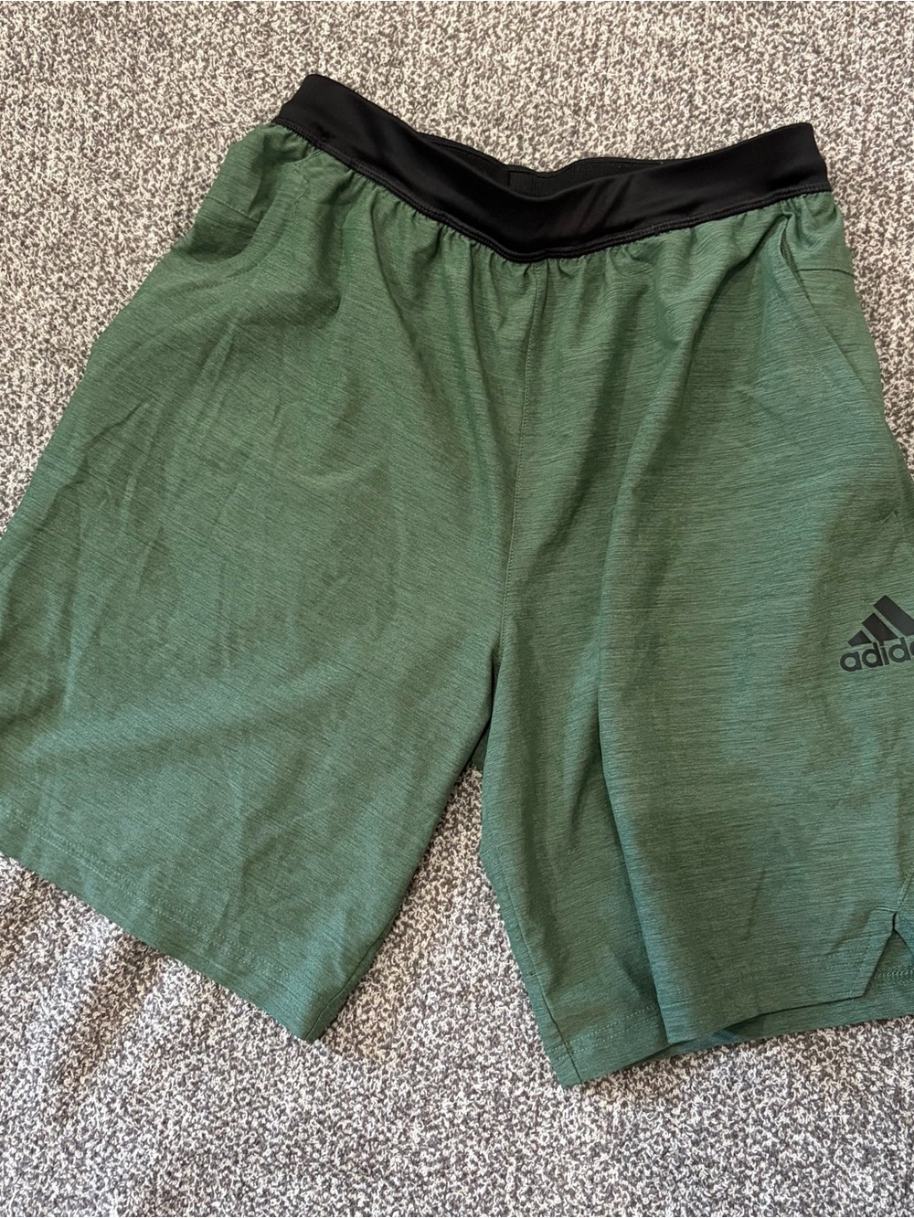 adidas Men's Olive Green Athletic Shorts with Black Waistband